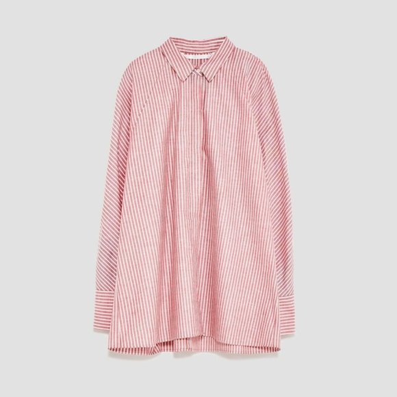 Zara Pink Striped Button Down Shirt - Picture 5 of 7